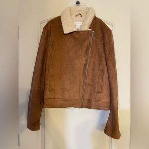 Faux suede bomber jacket